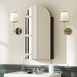 HOMCOM Arched Bathroom Mirror Cabinet with Adjustable Glass Shelves - Black