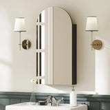 HOMCOM Arched Bathroom Mirror Cabinet with Adjustable Glass Shelves - Black