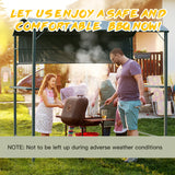 Outsunny 2.2 x 1.4m BBQ Shelter, Outdoor Grill Gazebo Canopy with Shelves, Hanging Hooks, and Metal Frame, for Garden Patio Backyard