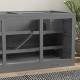 PawHut Wooden Hamster Cage, Small Animals Hutch with Tray, Openable Top, Exercise Play House Pen, 115L x 57W x 55Hcm, Grey