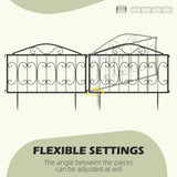 Outsunny Decorative Garden Fencing, 8PCs Outdoor Picket Fence Panels, Rustproof Metal Wire Landscape Flower Bed Border Edging Animal Barrier, Black