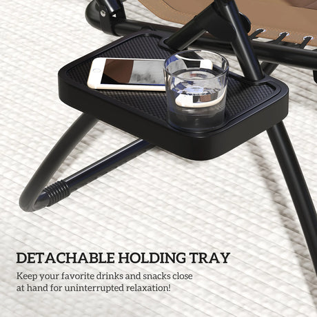 Outsunny Zero Gravity Lounger Chair Set of 2, Folding Reclining Patio Chair with Shade Cover, Cup Holder, Soft Cushion and Headrest for Poolside, Camping, Coffee