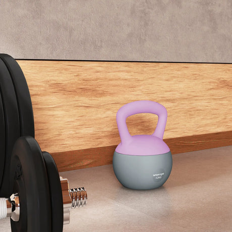 SPORTNOW 12KG Soft Kettlebell, Kettlebell with Non-Slip Handle for Home Gym, Weight Lifting, Strength Training, Purple/Grey