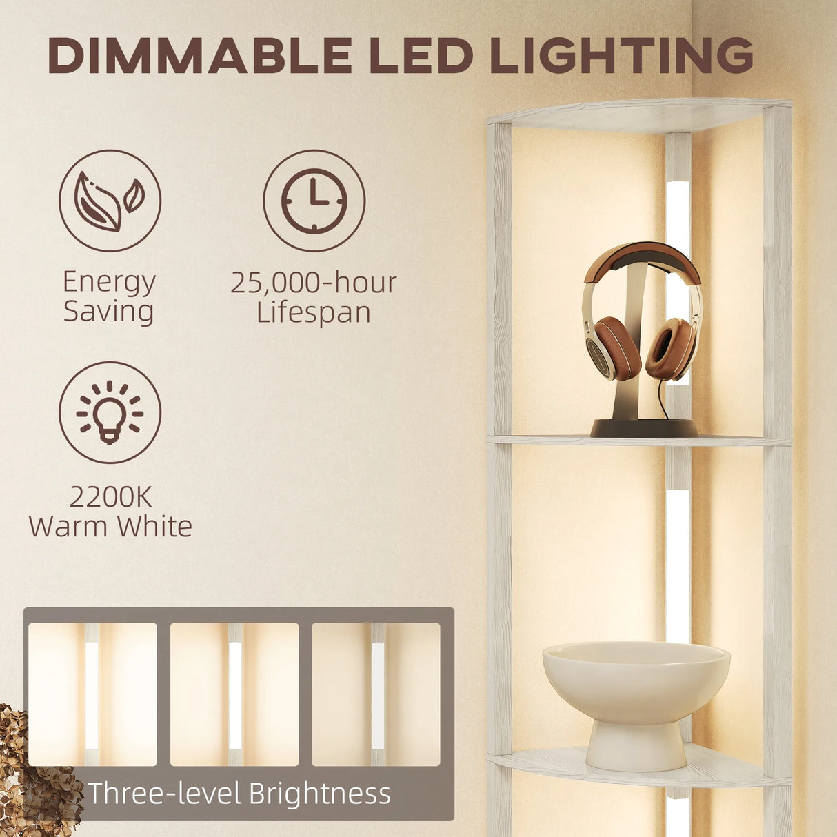 HOMCOM Three-Tier Corner Floor Lamp