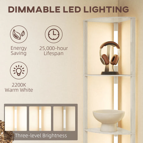 HOMCOM Three-Tier Corner Floor Lamp