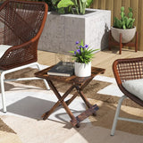 Outsunny Fir Wood Folding Coffee Table, Lightweight Small Garden Table with Slatted Top, Portable Folding Side Table for Balcony