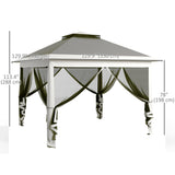 Outsunny Pop Up Canopy Tent with Double Roof, Zipped Mesh Sidewalls, Carrying Bag, Height Adjustable for Patio Garden, Dark Grey