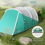 Outsunny Three-Man, 3000mm Water-Resistant Two-Room Tunnel Tent - Green