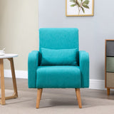 HOMCOM Accent Chair, Linen-Touch Armchair, Upholstered Leisure Lounge Sofa for Living Room, Club Chair with Wooden Frame, Teal