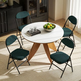 HOMCOM Set of Four Folding Corduroy Seat Chairs - Teal