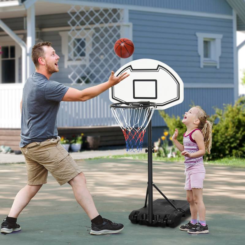 HOMCOM Portable Basketball Stand 94-123cm Basket Height Adjustable Hoop For Adults Suitable for Pool Side