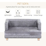 PawHut Dog Sofa Bed for Small-Sized Dogs, Elevated Pet Chair with PU Cover, Soft Cushion, Cat Couch Lounger with Anti-slip Legs - Grey