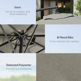 Outsunny 3m Overhanging Cantilever Parasol, with Cross Base - Light Grey