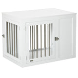 PawHut 2-in-1 Dog Cage and Side Table, with Two Lockable Doors, for Medium Dogs - White