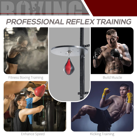 HOMCOM Speedball Platform Punch Bag Frame, Wall Mounted Swivel Bracket MMA Exercise Training Workout w/Ball
