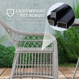 Outsunny Rattan Dining Set with Seat and Back Cushions, 6 Seater Garden Furniture Set with Aluminium Frame, 6 Chairs, WPC Top Rectangle Table, Conservatory Wicker Patio Furniture, Grey