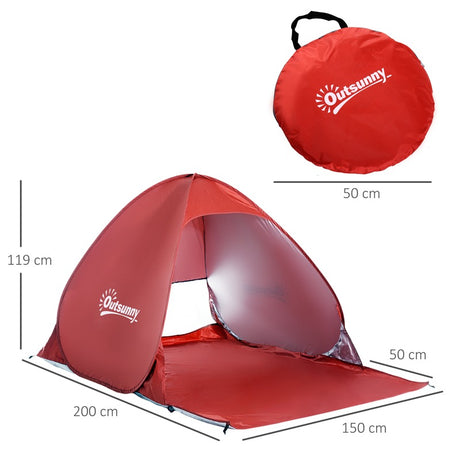 Outsunny Pop-up Portable Beach Tent-Red