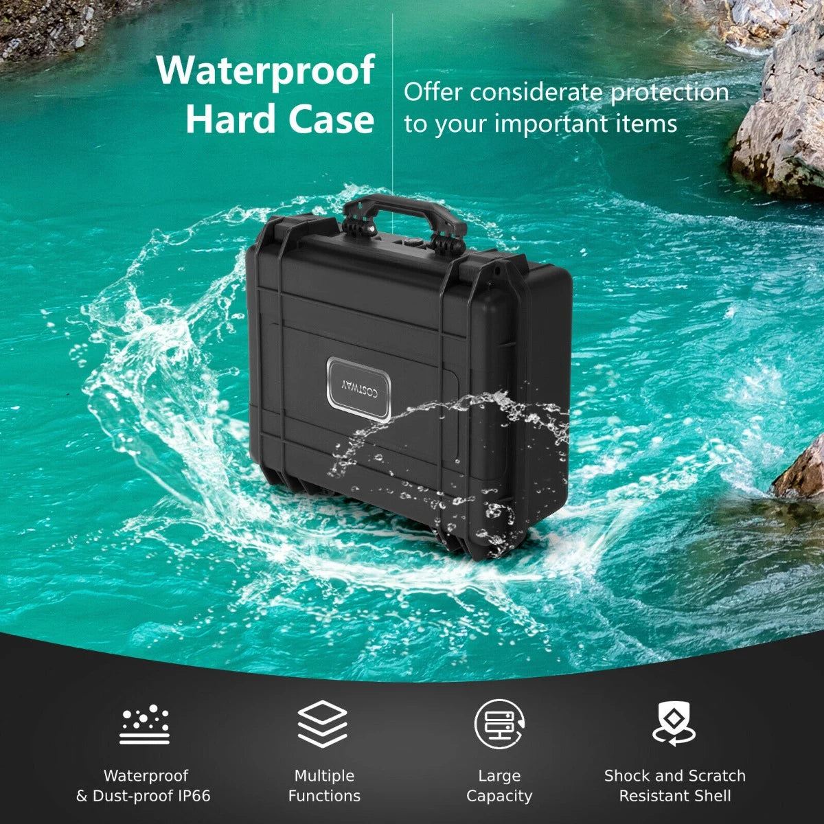 Portable Waterproof Hard-Shell Dry Box with Customizable Foam Insert