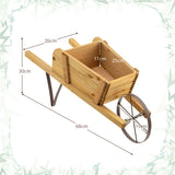 Wooden Wagon Planter with 9 Magnetic Accessories for Garden Yard-Walnut