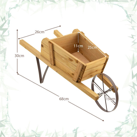 Wooden Wagon Planter with 9 Magnetic Accessories for Garden Yard-Walnut