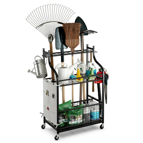 Garden Tool Organizer with Storage Bag for Long Handle Tool Storage