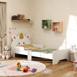 ZONEKIZ Unicorn-Designed Toddler Bed, Kids Bedroom Furniture, for Ages 3-6 Years, 143 x 74 x 67cm - White