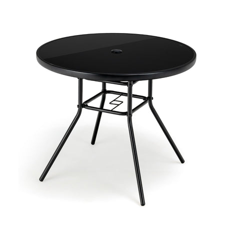 34 Inch Patio Dining Table with 1.5 inch Umbrella Hole for Garden