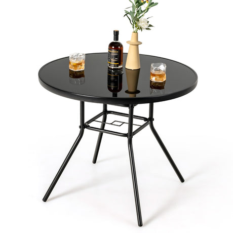 34 Inch Patio Dining Table with 1.5 inch Umbrella Hole for Garden