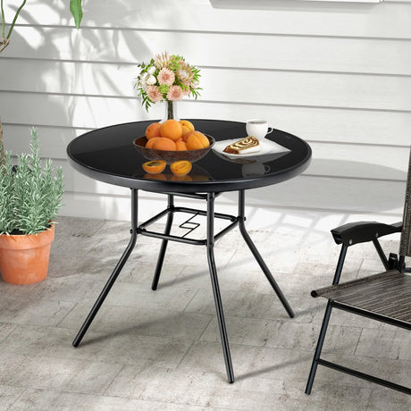 34 Inch Patio Dining Table with 1.5 inch Umbrella Hole for Garden