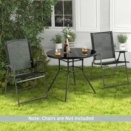 34 Inch Patio Dining Table with 1.5 inch Umbrella Hole for Garden