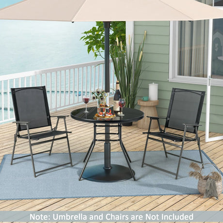 34 Inch Patio Dining Table with 1.5 inch Umbrella Hole for Garden