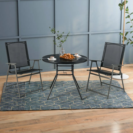 34 Inch Patio Dining Table with 1.5 inch Umbrella Hole for Garden