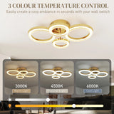 HOMCOM LED Ceiling Light, Modern 4 Rings Ceiling Lamp with Wall Switch Control, 40W 4350lm Flush Mount Ceiling Light with 3500K/4500K/6000K Colour Temperatures for Living Room, Bedroom, Gold Tone