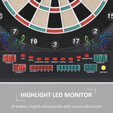 HOMCOM Electronic Dartboard Set, 27 Games Modes and 202 Variations, LED & 12 Soft Tip Darts and Cabinet to Storage, Ready-to-Play Multi-Game Option Darts Machine
