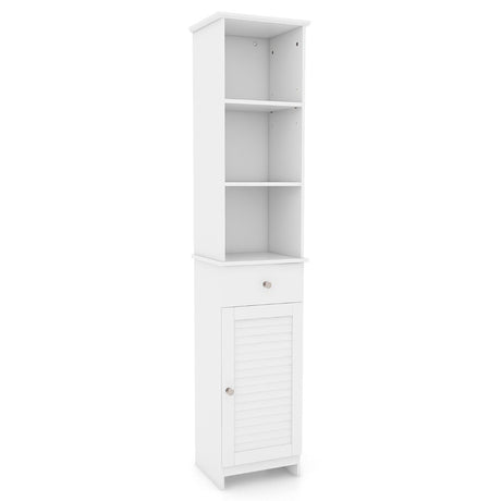 Tall Bathroom Cabinet with Adjustable Shelves-White
