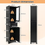 Tall Floor Storage Cabinet with 2 Doors and 1 Drawer for Bathroom-Black