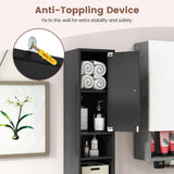 180CM Tall Freestanding Bathroom Cabinet with 2 Doors and 1 Drawer-Black