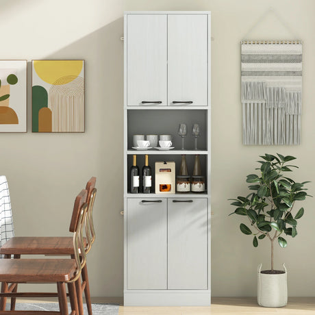 75 Inch Kitchen Pantry Cabinet Tall Cupboard with Doors and Shelves-White Oak