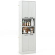 75 Inch Kitchen Pantry Cabinet Tall Cupboard with Doors and Shelves-White Oak