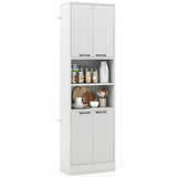 75 Inch Kitchen Pantry Cabinet Tall Cupboard with Doors and Shelves-White Oak