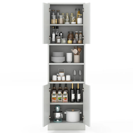 75 Inch Kitchen Pantry Cabinet Tall Cupboard with Doors and Shelves-White Oak