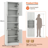 75 Inch Kitchen Pantry Cabinet Tall Cupboard with Doors and Shelves-White Oak