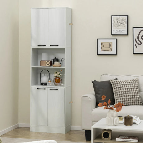 75 Inch Kitchen Pantry Cabinet Tall Cupboard with Doors and Shelves-White Oak
