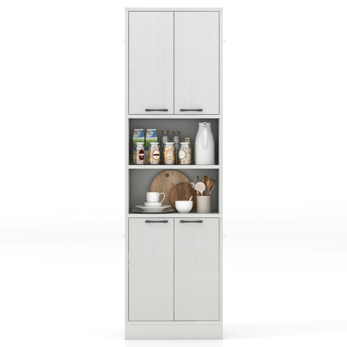 75 Inch Kitchen Pantry Cabinet Tall Cupboard with Doors and Shelves-White Oak