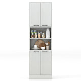 75 Inch Kitchen Pantry Cabinet Tall Cupboard with Doors and Shelves-White Oak