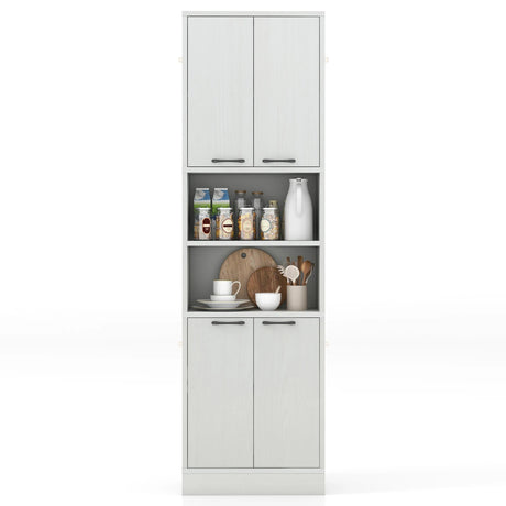 75 Inch Kitchen Pantry Cabinet Tall Cupboard with Doors and Shelves-White Oak