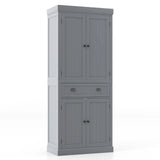 4-Door Tall Kitchen Sideboard with Adjustable Shelves-Grey