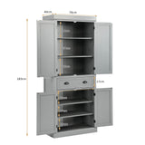 4-Door Tall Kitchen Sideboard with Adjustable Shelves-Grey
