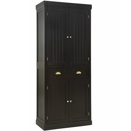 4-Door Tall Kitchen Sideboard with Adjustable Shelves-Coffee