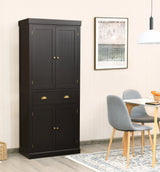 4-Door Tall Kitchen Sideboard with Adjustable Shelves-Coffee